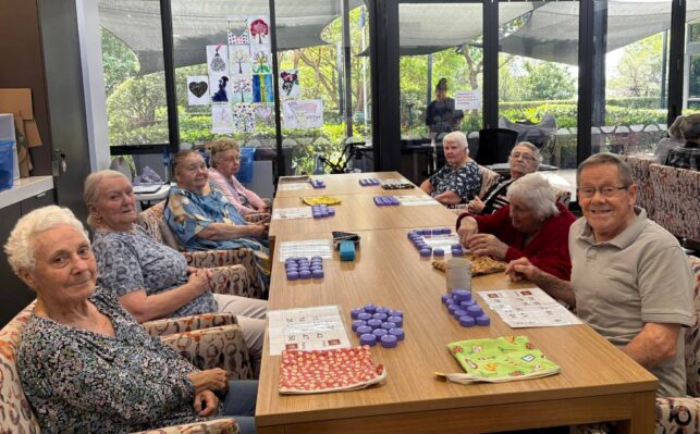 Residents enjoying the monthly disco at Narangba Aged Care in May 2026